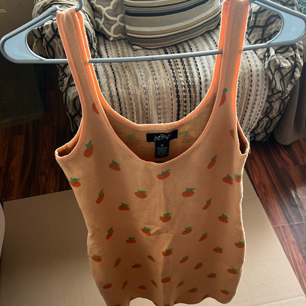 Just Polly Orange Fruit Sleeveless Summer Dress